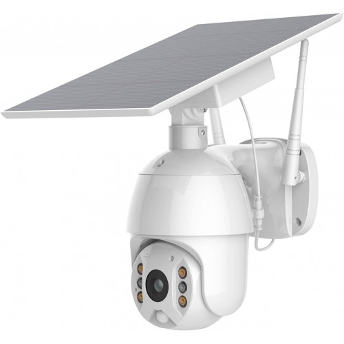 Security Cameras Wireless Outdoor,Pan Tilt 360° View Spotlight Rechargeable Solar Battery Powered WiFi System with Motion Detection and Siren, Color Night Vision,2-Way Talk,Cloud/SD